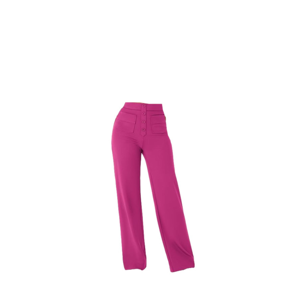 High-Waist Wide-Leg Pants in Magenta